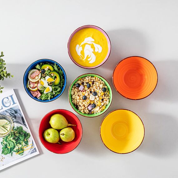 vancasso Suppenschalen Steinzeug, BONITA 6-teiliges Schüsselset, Salatschüssel, Pastaschalen, Schalen Set, Mehrfarbig