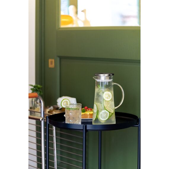 SUSTEAS 1.5 Liter Glaskaraffe, Karaffe mit Deckel, Eistee Krug Wasserkrug heißes kaltes Wasser Eistee Wein Kaffee Milch und Saft Getränkekaraffe wasserkaraffe