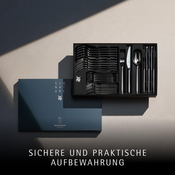WMF Flame Plus Edelstahl Besteck Set 6 Personen, Essbesteck Set 30 teilig, Hohlheftmesser, Cromargan protect poliert, kratzbeständig, spülmaschinenfest