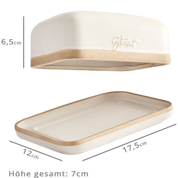 Steinzeit Design Butterdose - Butterdose Keramik für alle gängigen Butter (250gr) - Butterglocke und Butterfass mit einzigartigem Design - Butterschale und Butterbox Spülmaschinengeeignet