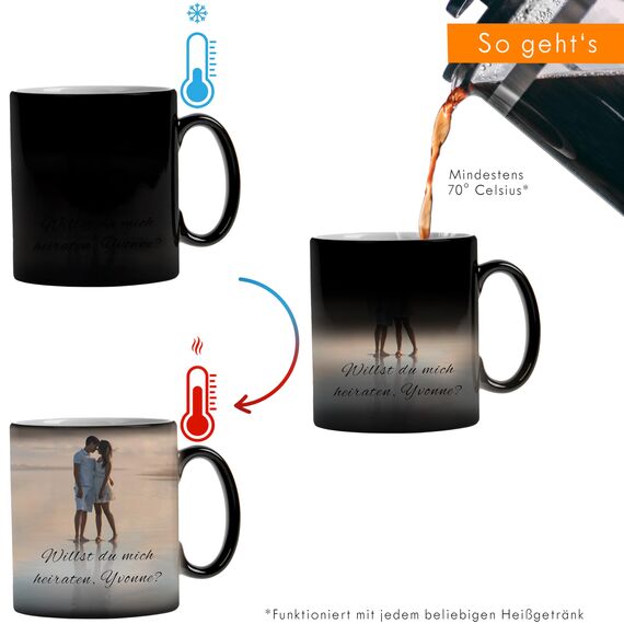 LOOXIS Personalisierte Zaubertasse mit Foto & Text bedruckt, selbst gestalten – Farbwechseltasse, Magic Mug, Thermobeschichtung, 325ml, Keramik - Geschenkidee Männer, Frauen – Innen weiß