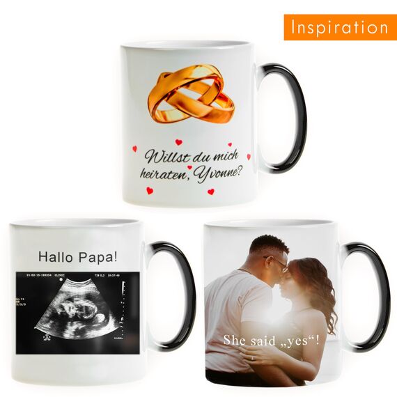 LOOXIS Personalisierte Zaubertasse mit Foto & Text bedruckt, selbst gestalten – Farbwechseltasse, Magic Mug, Thermobeschichtung, 325ml, Keramik - Geschenkidee Männer, Frauen – Innen weiß