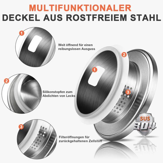 SUSTEAS 1.5 Liter Glaskaraffe, Karaffe mit Deckel, Eistee Krug Wasserkrug heißes kaltes Wasser Eistee Wein Kaffee Milch und Saft Getränkekaraffe wasserkaraffe