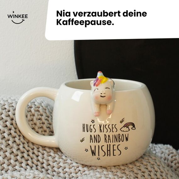 Winkee - Pet Friends Einhorn-Tasse Nia I Super süße Kaffeetasse & Teetasse I Großer Becher- ca. 450 ml