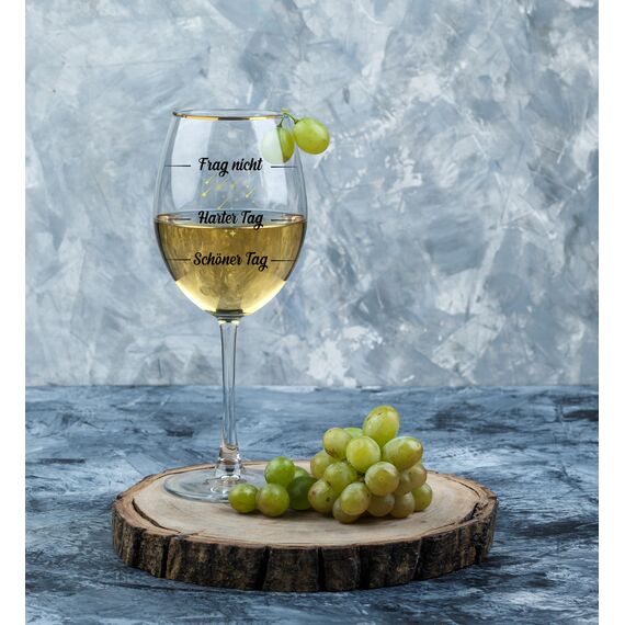 CROWNLY CRYSTAL® Lustiges Weinglas mit Spruch Frag Nicht, Harter Tag, Schöner Tag! Personalisierte Geschenke Frauen Geburtstagsgeschenk Ideen