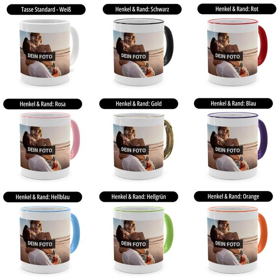 PhotoFancy® - Tasse mit Foto bedrucken lassen - Fototasse personalisieren – Kaffeebecher zum selbst gestalten (Rosa)