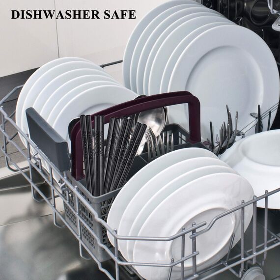 SUPJOYES 5 Paar Fiberglas-Essstäbchen, Wiederverwendbare japanische Essstäbchen, spülmaschinenfest, 24cm rutschfeste Stäbchen