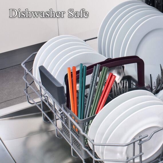 SUPJOYES 5 Paar Fiberglas-Essstäbchen, Buntes Wiederverwendbare Japanische Essstäbchen, Waschbar FüR GeschirrspüLer, 24 cm, Kirschblüte Mustern, Rutschfeste Stäbchen