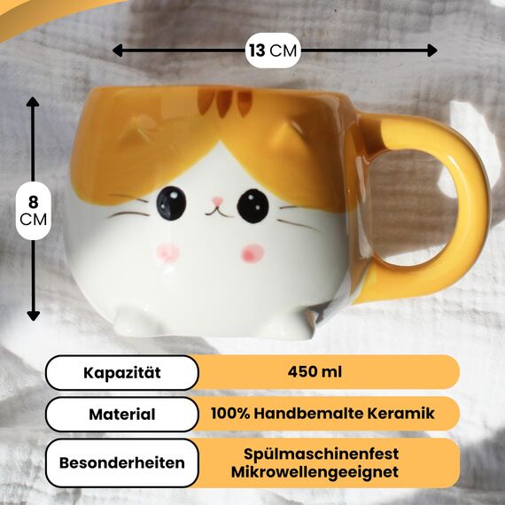 Winkee - Pet Friends Tasse Kätzchen Mimi I Super süße Kaffeetasse & Teetasse I Großer Becher- ca. 450 ml