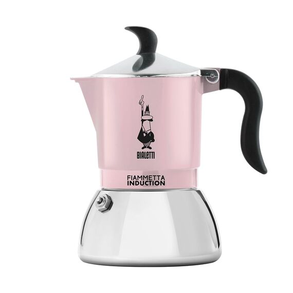 Bialetti Fiammetta Induktions-Kaffeemaschine, 4 Tassen (150 ml), für alle Herdarten geeignet, elegantes Design, rosa, Pinke Farbe