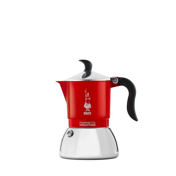 Bialetti Fiammetta Induktions-Kaffeemaschine, 2 Tassen (100 ml), für alle Herdarten geeignet, Elegantes Design, rot