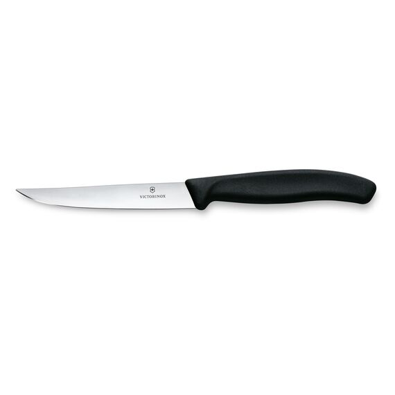 Victorinox Swiss Classic Profi Steakmesser-Set, 6-teilig, Tafelmesser, Spitz, Gerade Klingen, 11 cm, Scharf, Robuste Kunststoffgriffe, Schwarz