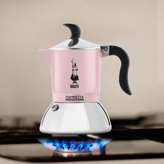 Bialetti Fiammetta Induktions-Kaffeemaschine, 2 Tassen (100 ml), für alle Herdarten geeignet, elegantes Design, rosa, Pinke Farbe