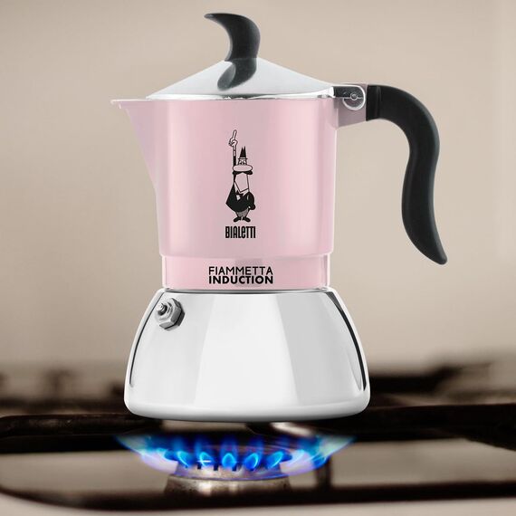 Bialetti Fiammetta Induktions-Kaffeemaschine, 4 Tassen (150 ml), für alle Herdarten geeignet, elegantes Design, rosa, Pinke Farbe