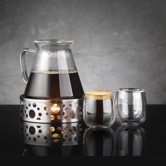 glastal 100ml (4oz) Doppelwandige Espressotassen Espresso Gläser 6er Set, Borosilikatglas Kaffeetassen Glas Set Kaffeeglas Teegläser für Espresso, Latte, Iced Americano, Tee, EIS, Milch, Saft