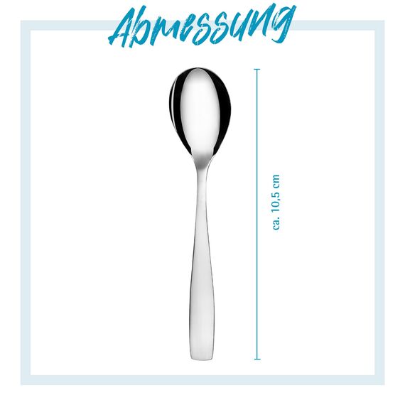 GRÄWE Espressolöffel, Kaffeelöffel Set, 6 Stück, Teelöffel, Edelstahl, Dessertlöffel, Mokkalöffel, Zuckerlöffel, kleiner Löffel, hochglanzpoliert, spülmaschinengeeignet, Serie Königstein