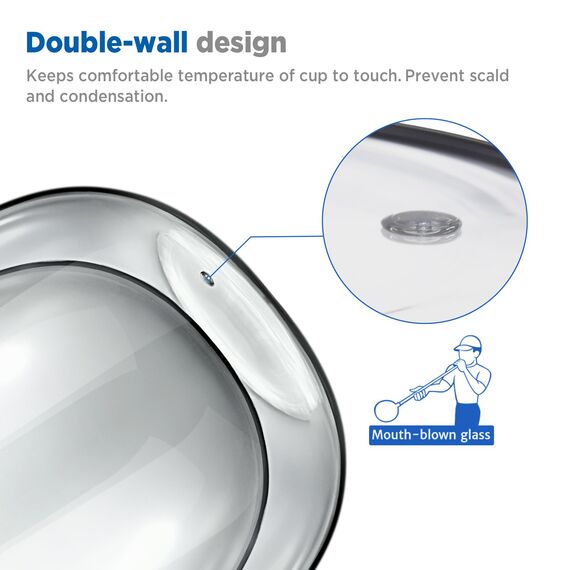 glastal Einzigartige Schwarz Gläser, 350ml Doppelwandige Kaffeegläser Latte Macchiato Gläser 2er Set, Doppelwandig Kaffeeglas Teegläser für Cappuccino, Milch, Geschenk für Männer Frauen