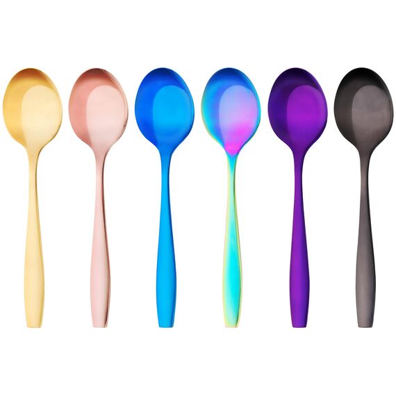 GRÄWE Kaffeelöffel aus Edelstahl, 6er Pack, handpoliert, spülmaschinengeeignet, bunt - Serie Königstein