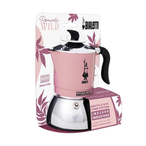 Bialetti Fiammetta Induktions-Kaffeemaschine, 4 Tassen (150 ml), für alle Herdarten geeignet, elegantes Design, rosa, Pinke Farbe