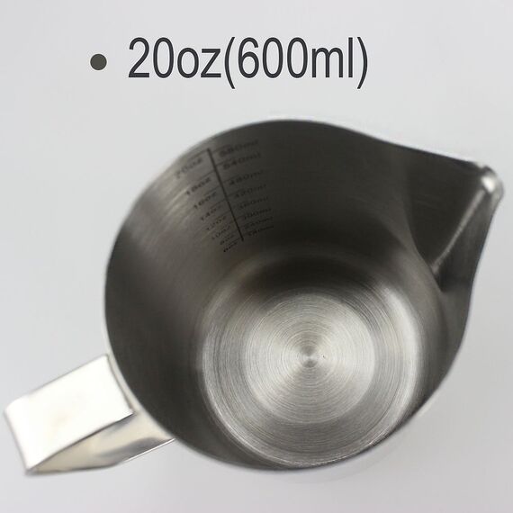 Milch Pitcher rostfreiem Edelstahl Milchkännchen perfekt für Milchaufschäumer Cappuccino Milchschaum Cafe Art Aufschäumkännchen(600ml)