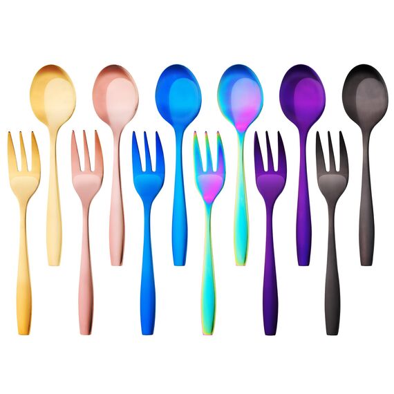 Kuchengabeln und Kaffeelöffel Set Königstein, 12-teilig, bunt