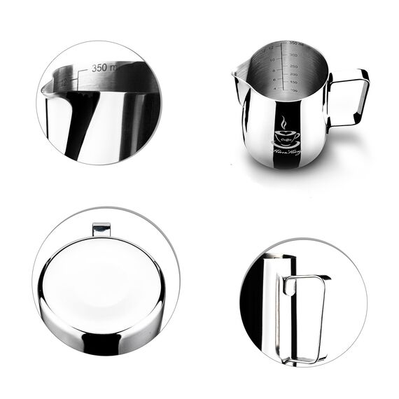 OneChois Milch Pitcher rostfreiem Edelstahl Milchkännchen perfekt für Milchaufschäumer Cappuccino Milchschau (350ml)