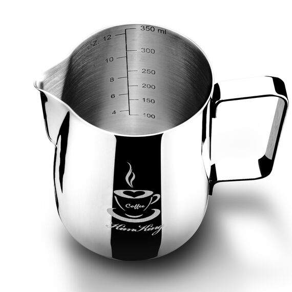 OneChois Milch Pitcher rostfreiem Edelstahl Milchkännchen perfekt für Milchaufschäumer Cappuccino Milchschau (350ml)