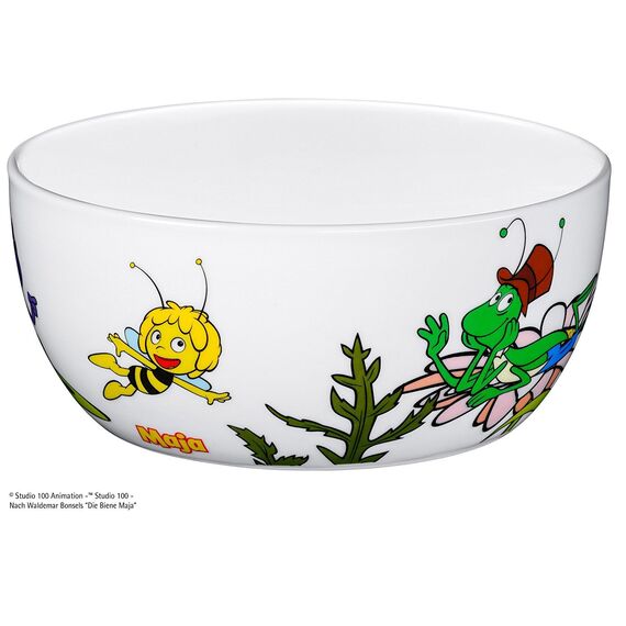 WMF Biene Maja Kinder Geschirrset 6-teilig, Kindergeschirr mit Kinderbesteck, ab 3 Jahre, Edelstahl Cromargan poliert, spülmaschinengeeignet, spülmaschinengeeignet, Mehrfarbig