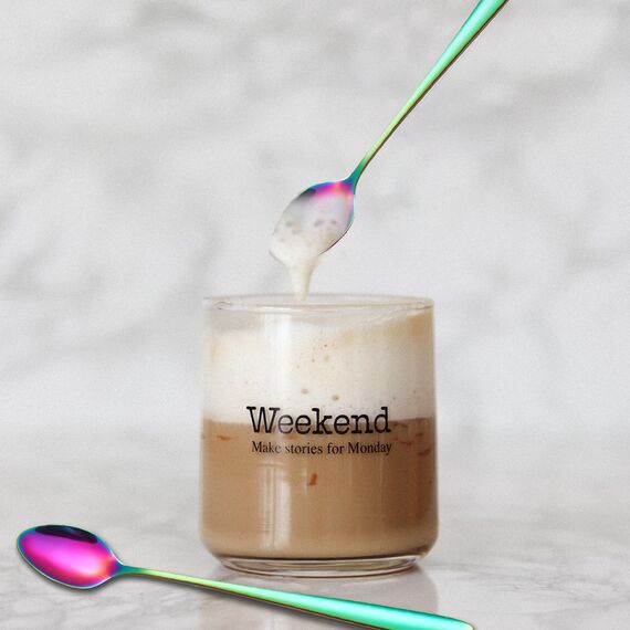 6 Stück 19.8 cm Lang Eislöffel Edelstahl, Löffel mit Langem Stiel, Lange Kaffeelöffel Teelöffel Dessertlöffel, Longdrinklöffel für Latte Macchiato Sundae (Regenbogenfarbe)