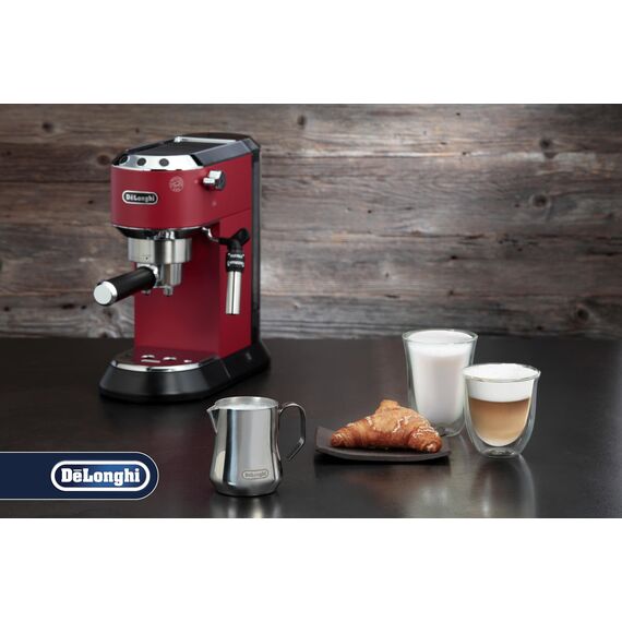 De'Longhi Milchkännchen DLSC060, Milchkännchen für manuelles Aufschäumen, ergonomischer Griff, Kapazität 350 ml, Edelstahl