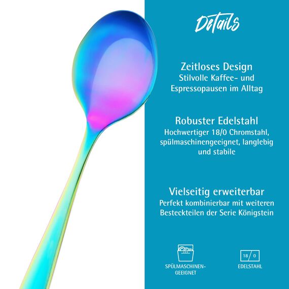 GRÄWE Espressolöffel 6 Stück, Espresso Löffel aus Edelstahl, spülmaschinengeeignet - Serie Königstein