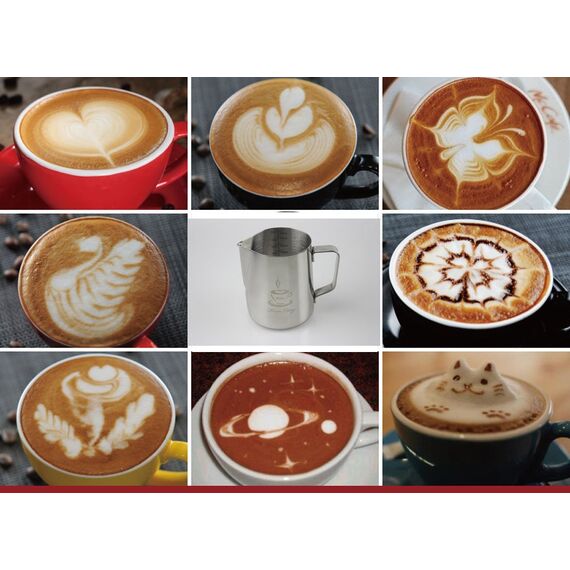 Milch Pitcher rostfreiem Edelstahl Milchkännchen perfekt für Milchaufschäumer Cappuccino Milchschaum Cafe Art Aufschäumkännchen(600ml)