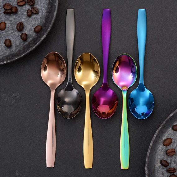 GRÄWE Kaffeelöffel aus Edelstahl, 12er Pack, handpoliert, spülmaschinengeeignet, bunt - Serie Königstein