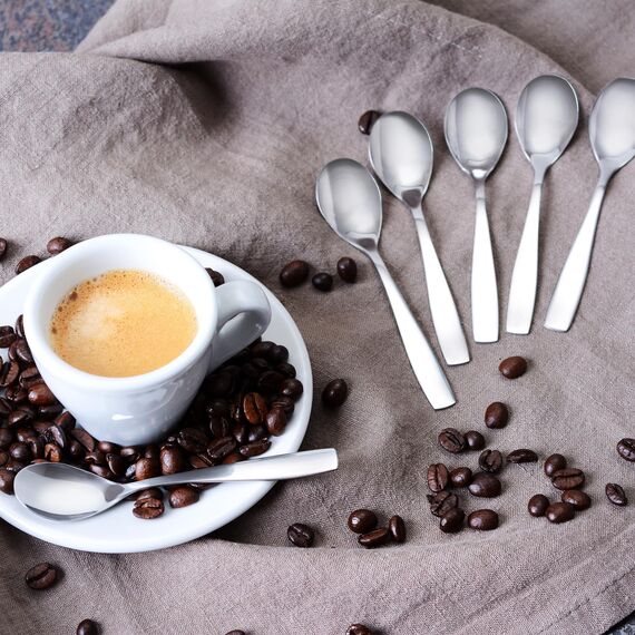 GRÄWE Espressolöffel, Kaffeelöffel Set, 6 Stück, Teelöffel, Edelstahl, Dessertlöffel, Mokkalöffel, Zuckerlöffel, kleiner Löffel, hochglanzpoliert, spülmaschinengeeignet, Serie Königstein