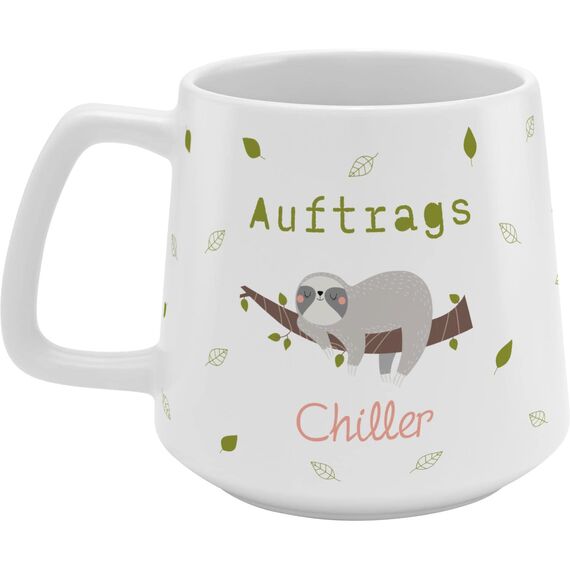 GRUSS & CO Tasse konisch "Auftragschiller" | Steinzeug, 43 cl, mehrfarbig | Geschenk Freunde, Faultier | 48445