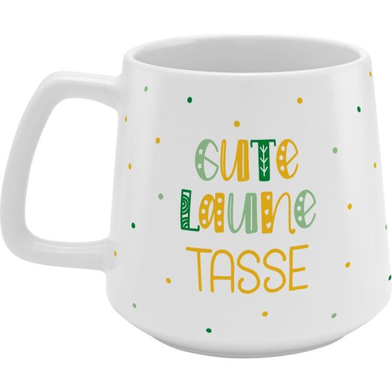GRUSS & CO Tasse konisch "Gute Laune Tasse" | Steinzeug, 43 cl, mehrfarbig | Geschenk Freunde | 48446
