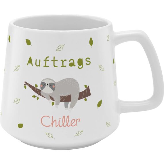 GRUSS & CO Tasse konisch "Auftragschiller" | Steinzeug, 43 cl, mehrfarbig | Geschenk Freunde, Faultier | 48445