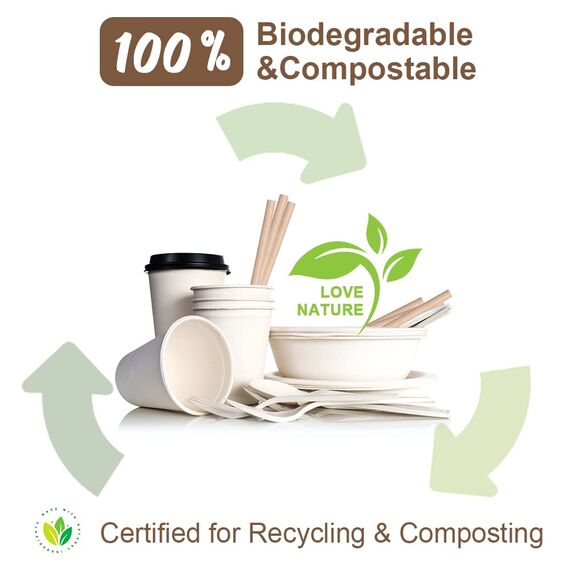 Vicloon Biologisch Abbaubare Strohhalme, Braun, Geeignet für Partys und Anlässe, 100 PCS