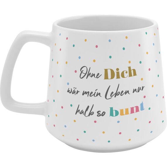 GRUSS & CO Tasse konisch "Bunt" | Steinzeug, 43 cl, mehrfarbig | Geschenk Freunde, Geburtstag, Ostern | 48995