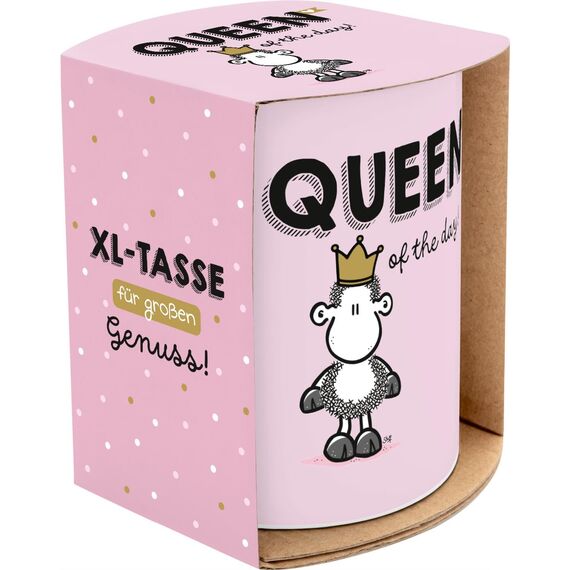 Sheepworld XL-Tasse Queen of the day | Große Kaffeetasse aus Porzellan, XL Jumbo-Tasse, 60 cl, Becher mit Spruch | Geschenk, Freund, Freundin | 74724