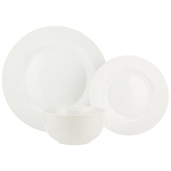 Amazon Basics Geschirrservice, 18-teilig, für 6 Personen, Weiß