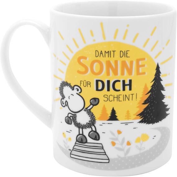 Sheepworld XL-Tasse Motiv "Sonne" | Große Tasse aus Porzellan, Jumbo-Tasse, 60 cl, Tasse mit Spruch | Geschenk, Freund, Freundin | 47548, Gelb