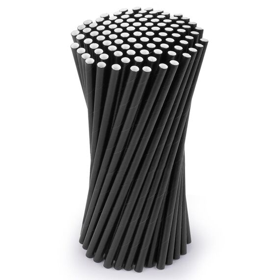 Vicloon 100 Stück schwarze Papier-Trinkhalme – biologisch abbaubare Trinkhalme aus umweltfreundlichem Papier für Geburtstage, Hochzeiten, Weihnachten, Babyduschen, Feiern und Partys