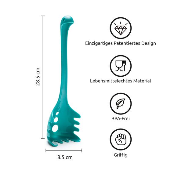 OTOTO Papa Nessie Spaghettilöffel - Nudellöffel Lebensmittelecht und BPA-Frei - Hitzebeständiger Spaghetti Nudelschöpfer mit Zinken - Nudelkelle aus Kunststoff Maße: 28,5 x 8,5 x 5,5 cm