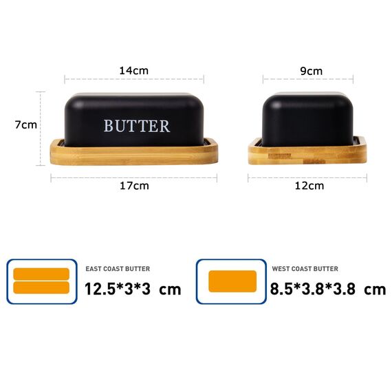 SYLANDO Butterdose , Butterglocke für 250 g Butter , Butter Dish aus Edelstahl , Butterschale mit Edlem & Nachhaltigem Bambusdeckel (Schwarz-15)