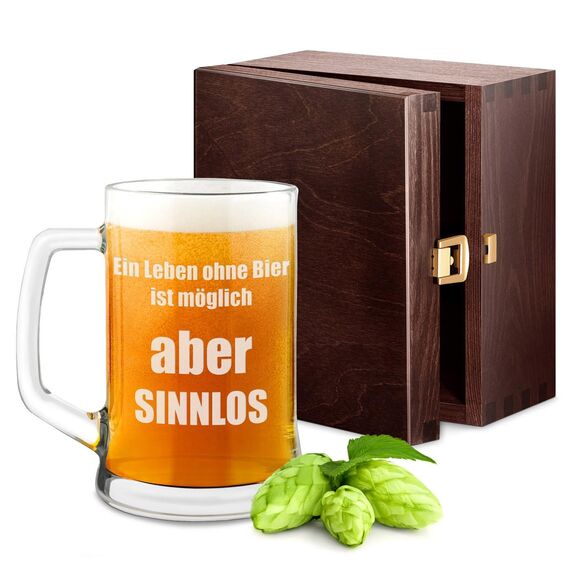 Maverton Bierkrug mit Gravur - personalisiert - 500 ml - Geburtstagsgeschenk für Herren - Geschenkidee für Bierfreunde - Weihnachtsgeschenke - Vorliebe