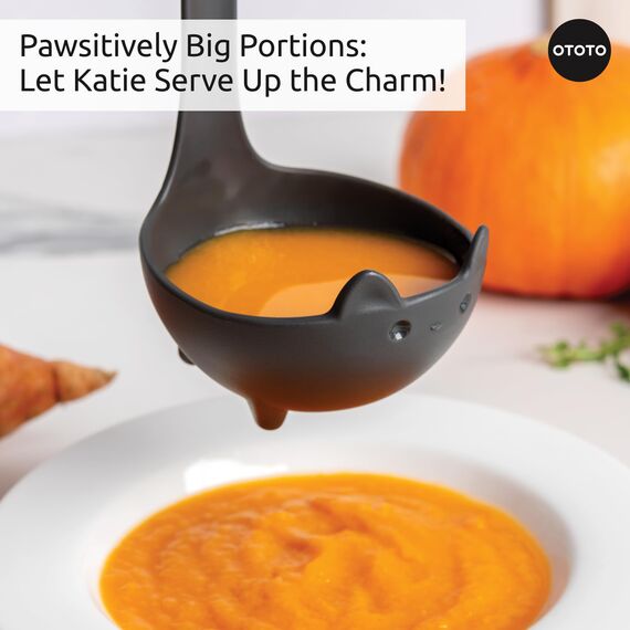 OTOTO Katie Cat Suppenkelle –, Schwarze Katze, Gothic-Geschenk für Katzenliebhaber – Gruseliges Küchenzubehör, Lustige Geschenke