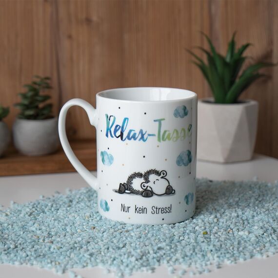 Sheepworld XL-Tasse Motiv "Relax" | Großer Becher aus Porzellan, XL Jumbotasse, 60 cl, Kaffeetasse mit Spruch | Geschenk, Freund, Freundin | 45755