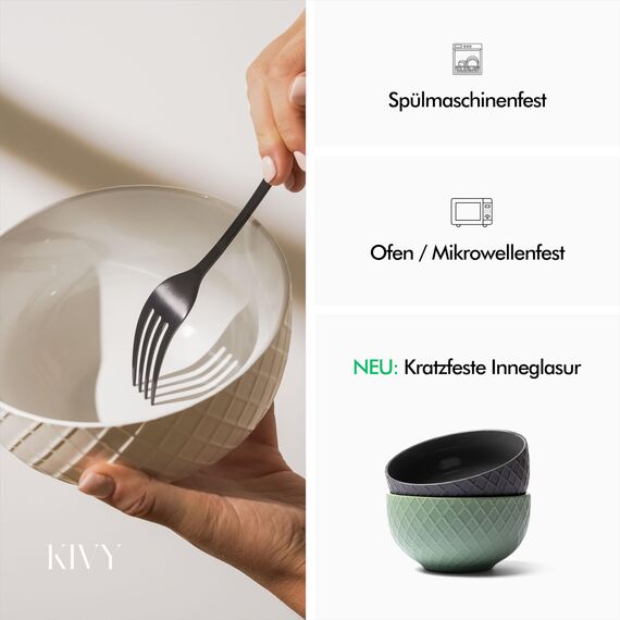 KIVY Müslischalen Keramik - 6 x 850ml - Große Bowls für Müsli & Suppen - Suppenschüssel - Bowl Schüssel Groß - Müslischüsseln - Suppenschalen Set - Schalen Set - Müsli Schüssel Keramik