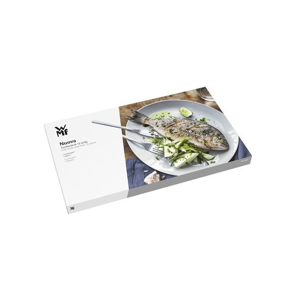 WMF Nuova Fischbesteck Set 12 teilig, Fischset für 6 Personen, Fischgabel, Fischmesser, Cromargan Edelstahl poliert, spülmaschinengeeignet